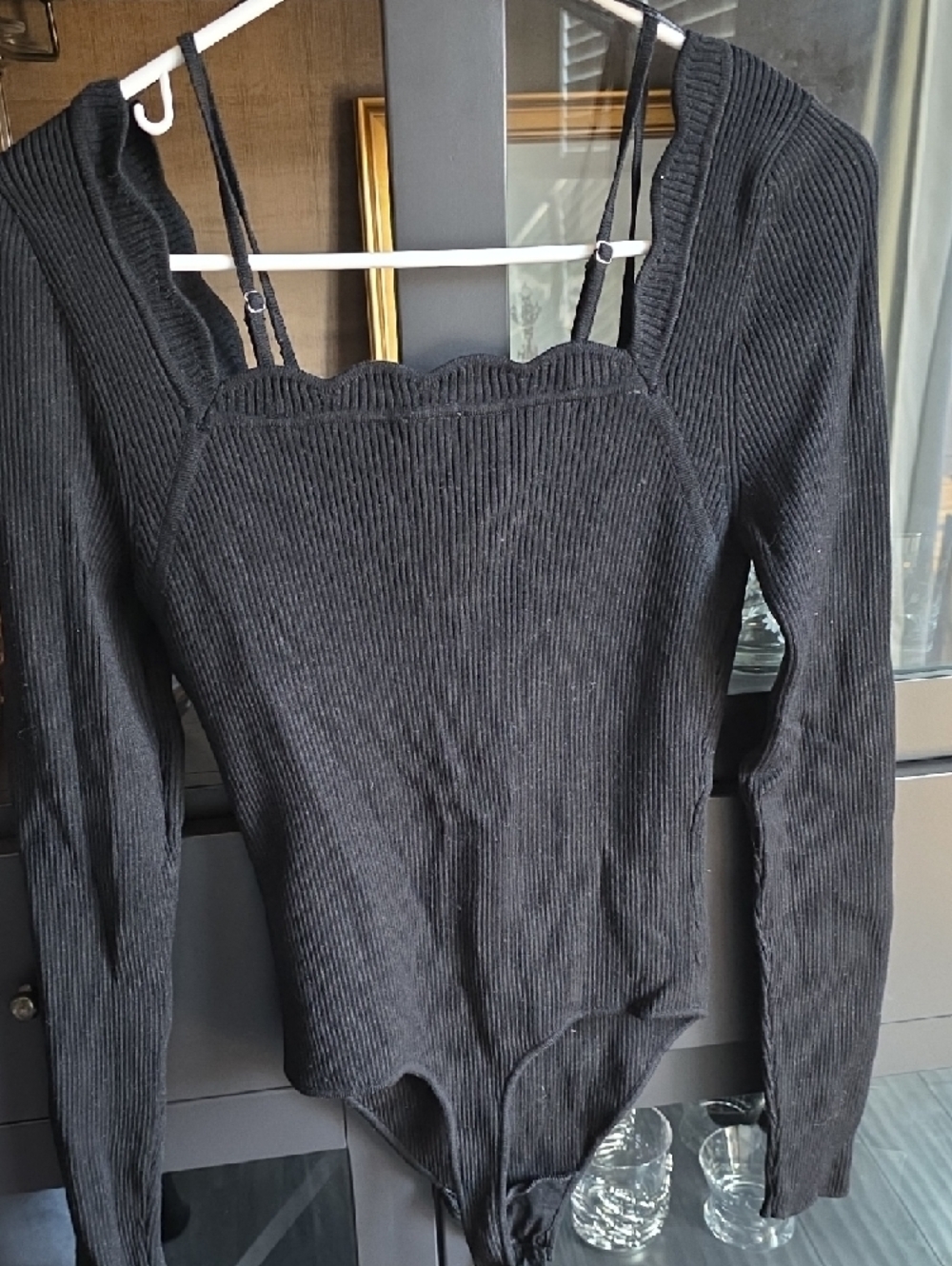 "It Girl" Black Ribbed Long Sleeve Bodysuit - Picture 2 of 3
